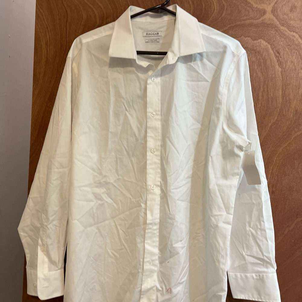 NWT Men’s size 16 - 16 1/2 Haggar White Dress Shirt